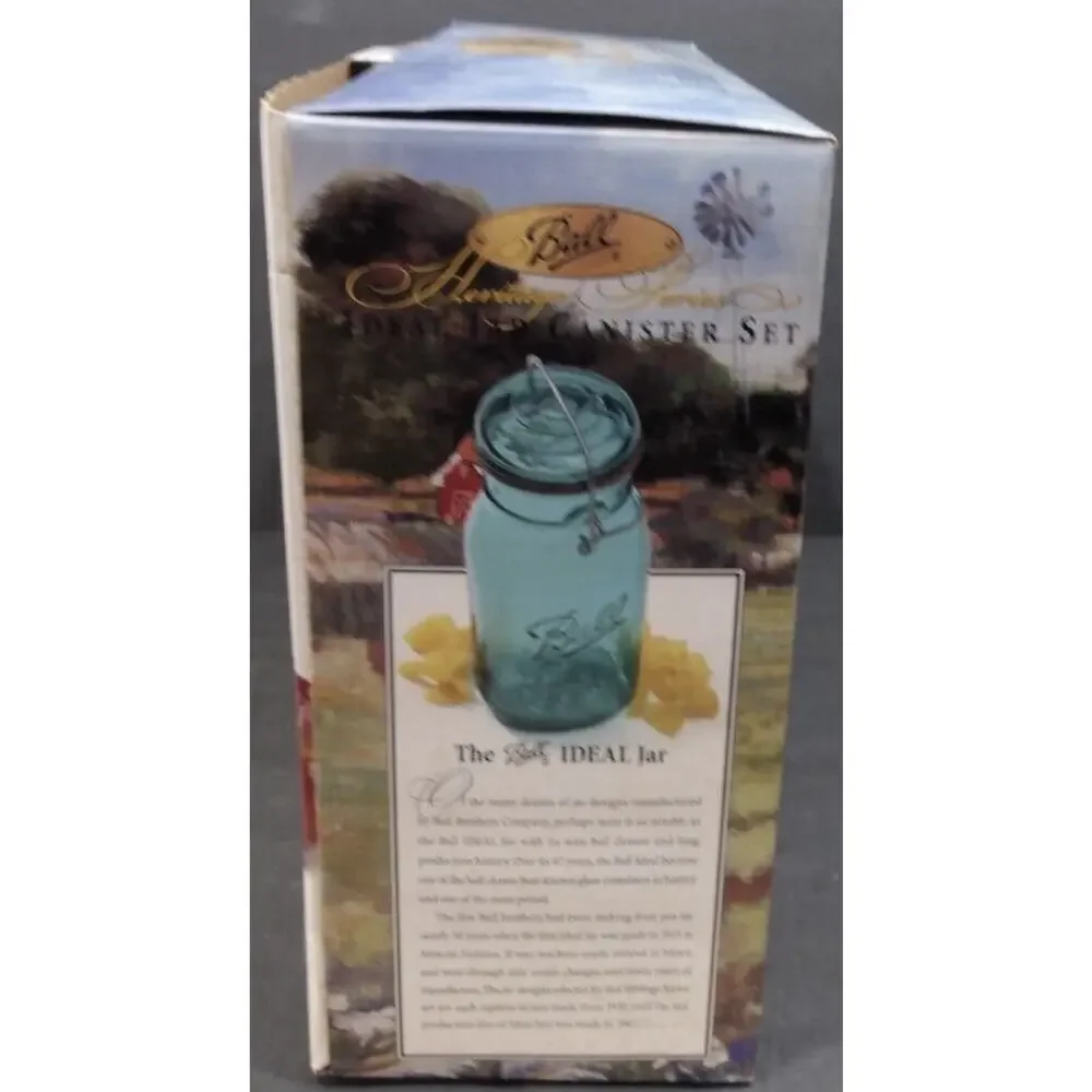 New! Vintage Ball Heritage Series Ideal Jar Aqua Canister Set 1998-Brand New!